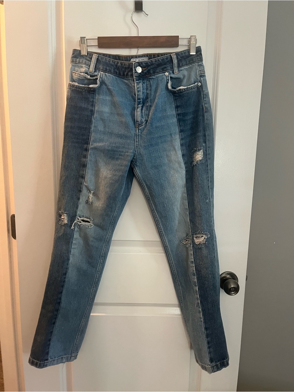 Free People patchwork distressed jeans size 26